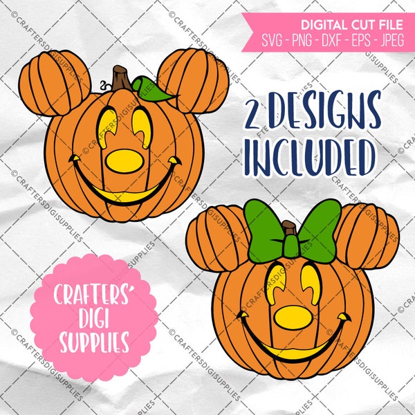 Mickey Minnie Pumpkin Jack-o-lantern - SVG, Disney, Digital file, Silhouette Studio, DXF, PNG, Cricut Cutting, Vinyl, Halloween, Cute