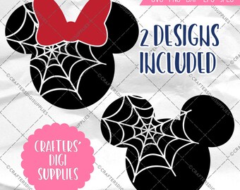 Mickey Minnie Spiderweb Heads - SVG, Disney, Digital file, Silhouette Studio, DXF, PNG, Cricut Cutting, Vinyl, Web, Halloween, Mouse, Spider