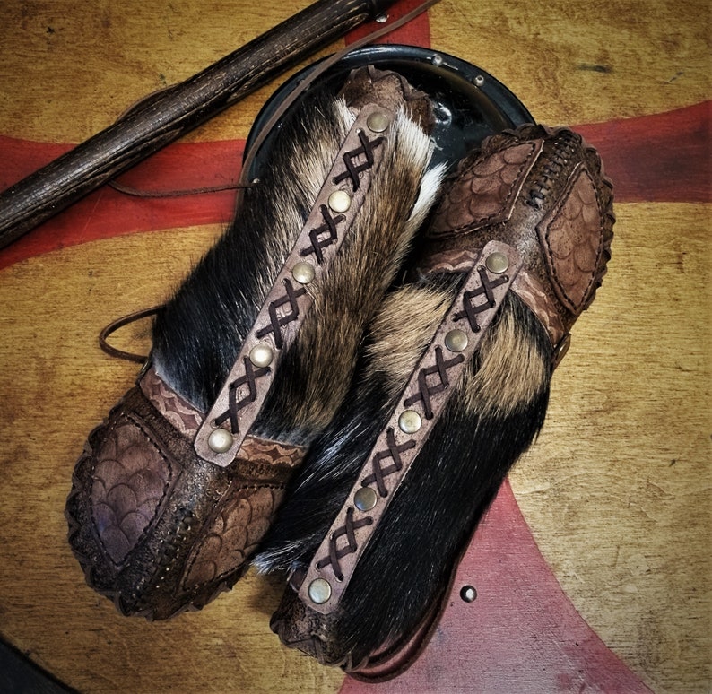 Viking forearm protection with elbow guards with goat hair | Etsy