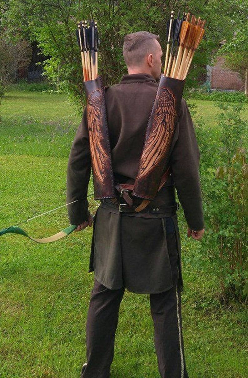 Back Quiver Double. for Arrows Genuine Leather Custom Motifs Etsy
