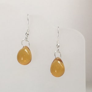 Clear Glass Teardrop Beads Sterling Silver Earrings - Choose from 10 Colors