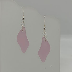 Blossom Pink Wave Sea Glass Sterling Silver Earrings