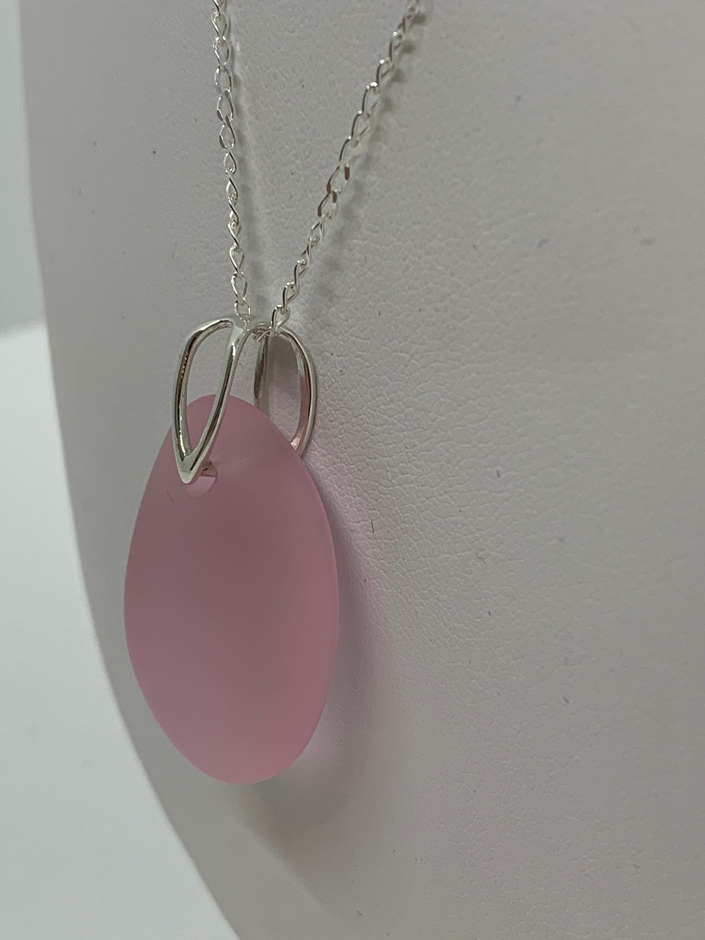 Blossom Pink Large Pebble Sea Glass Pendant on a 20 Inch - Etsy