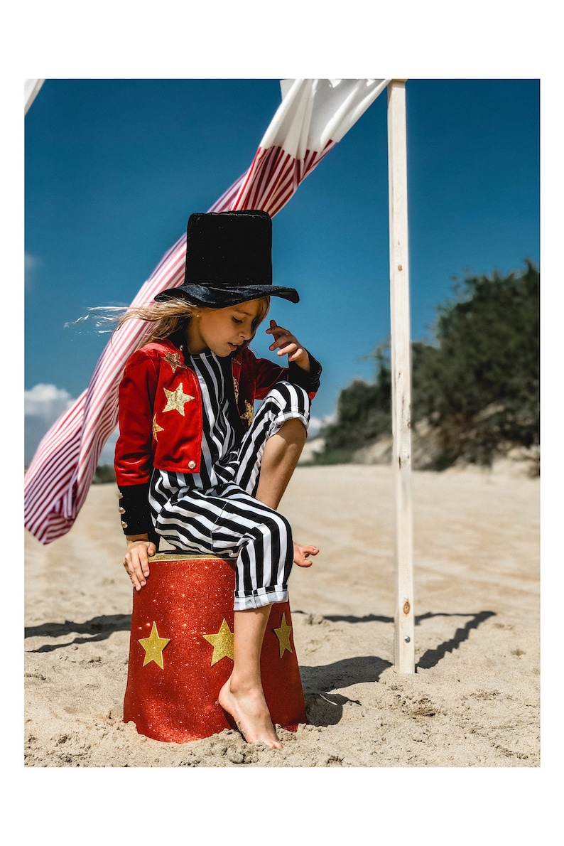 Halloween Costume Circus Costume Red Velvet Coat Circus Party Magician Party Kids Magician Tailcoat Ringmaster Costume
