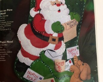 NEW sealed Bucilla Letters to Santa Christmas Stocking kit puppy dog 18" from 2004 # 85106 shipping 4.89
