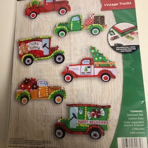 NEW sealed Bucilla Vintage Trucks ornament  kit # 89285