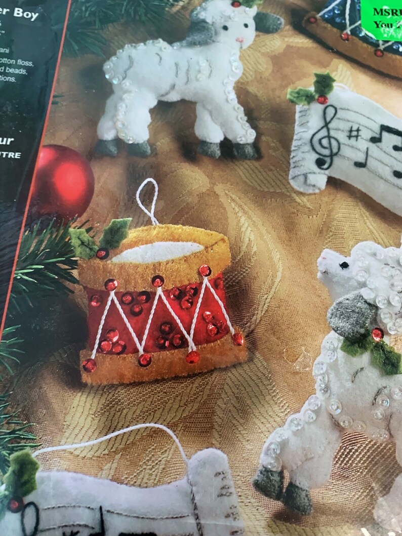 NEW sealed Bucilla Drummer Boy ornament kit set of 6 from 2006 kit # 85338
