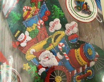 Bucilla Choo Choo Santa Stocking Felt Applique Kit 18 Long