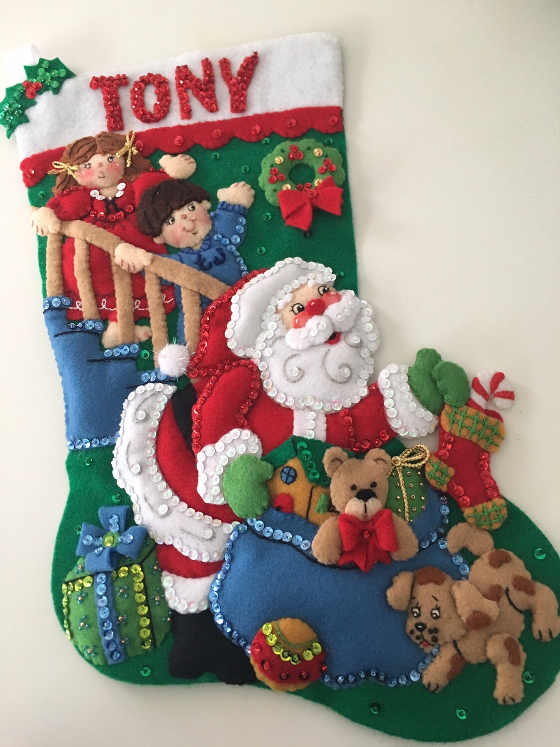 Vintage NEW Sealed Bucilla No Peeking Santa Christmas Stocking KIT 2005 ...