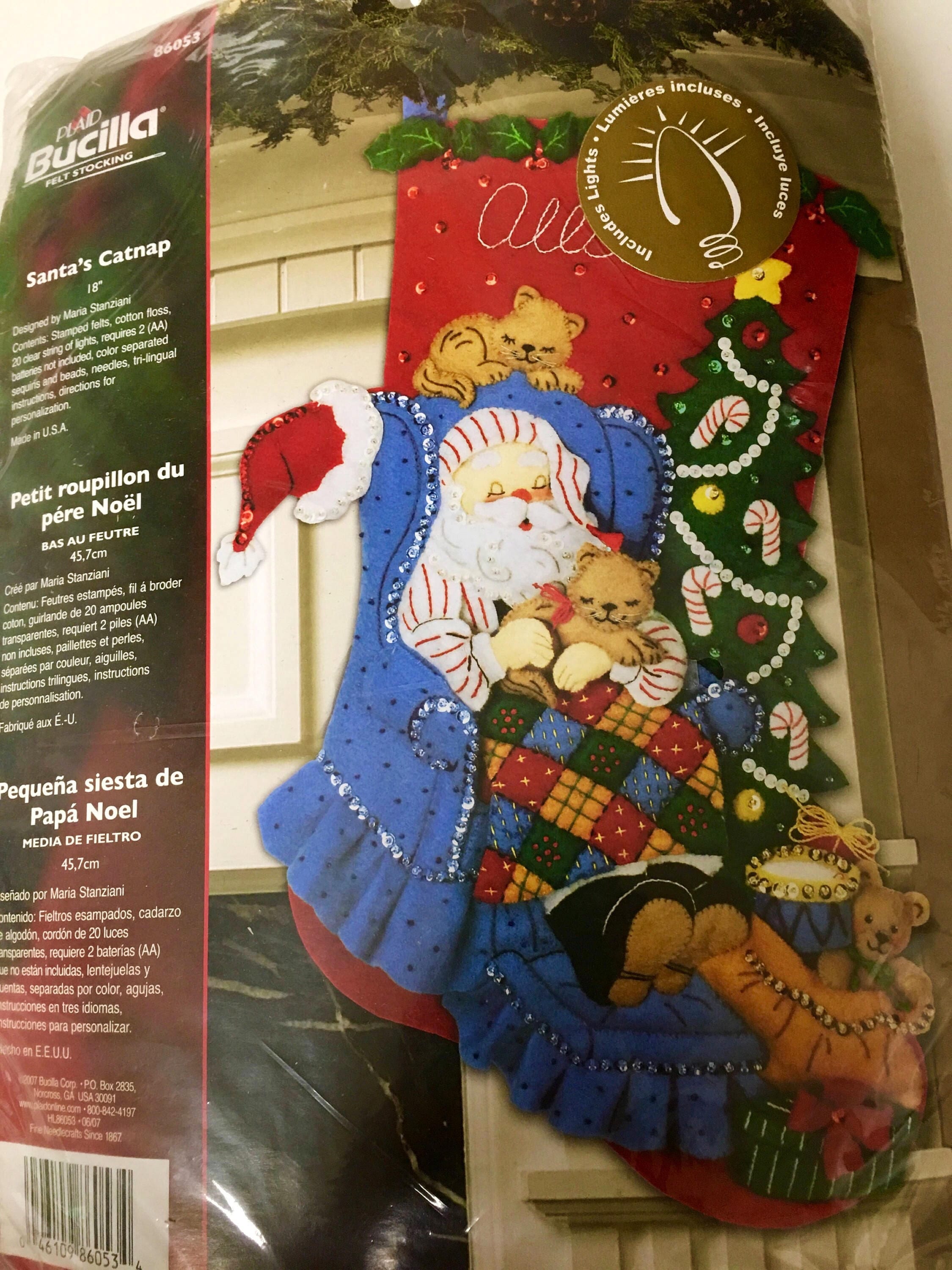 NEW Vintage Sealed Bucilla Santa's Catnap Christmas Stocking Kit