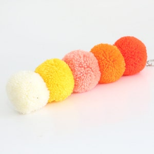 Yarn Pompoms Keychain With 5 Colored Handmade Accessories
