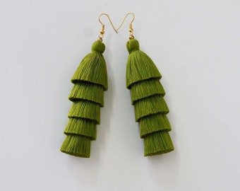 Hmong Tassel Earrings Five Layered Tassel Earrings