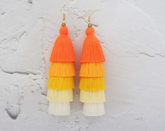 Layered Tassel Earrings, Statement Earrings, Boho Earrings