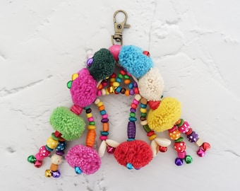 Colorful Pom pom Keychain, Pom pom Handbag Charm