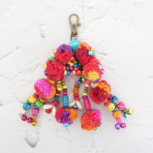 Colorful Pompoms Keychain, Hmong Keychain