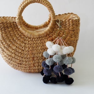 Pompoms Tassel Bag Charm,Boho Charm & Pompom keychain