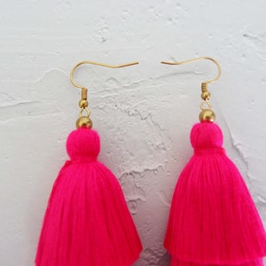 5 Layered Pink Tassel Earrings, Hmong Earrings image 5