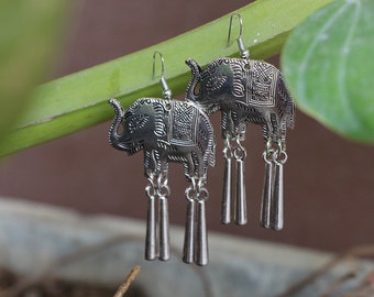 Elephant Earrings, Metal Earring, Dangle Earring Gift For Her
