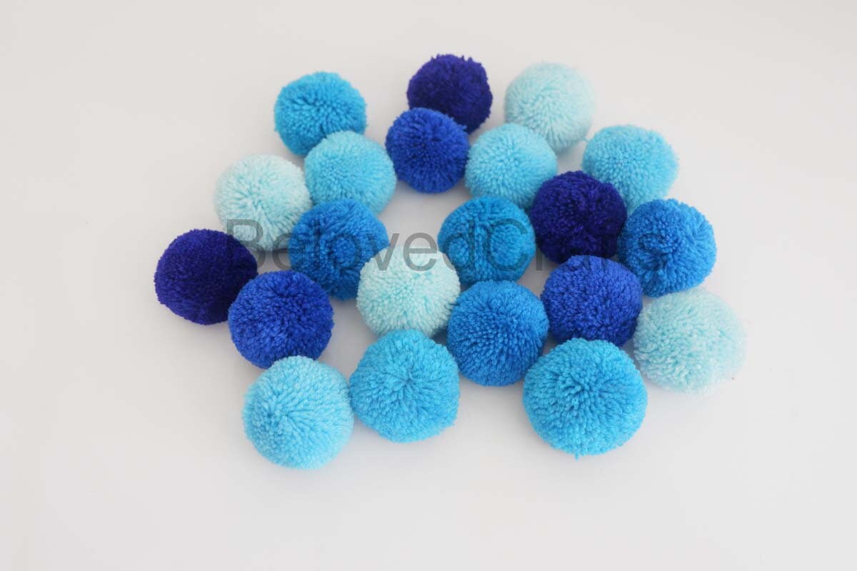 10 Pieces Pom Poms Blue Tone Color Handmade Decoration | Etsy