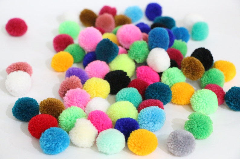 Mixed Colors Handmade 50 Pieces Yarn Pom Poms Jewelry Making / Etsy