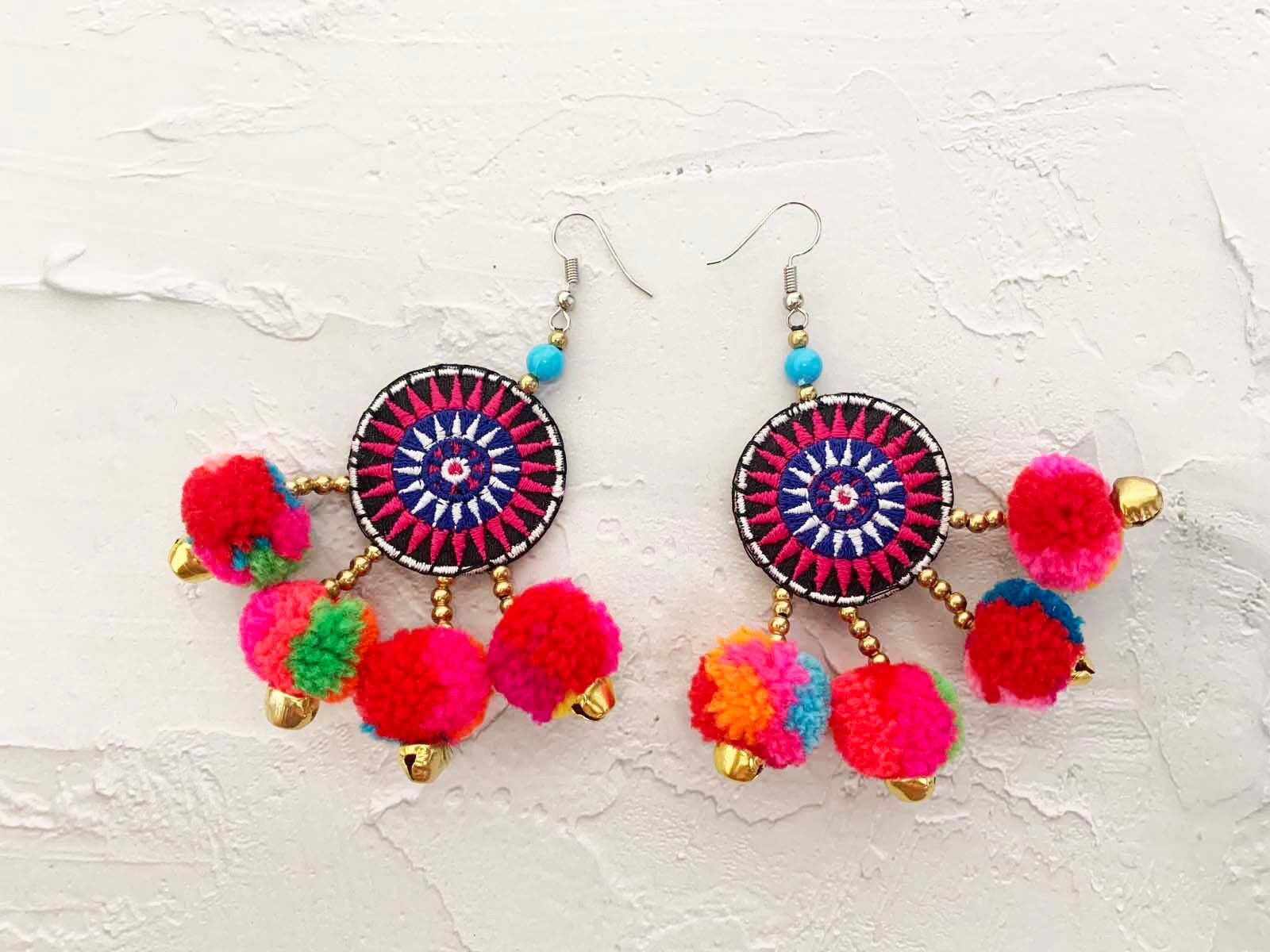 Hmong pom on sale pom earrings