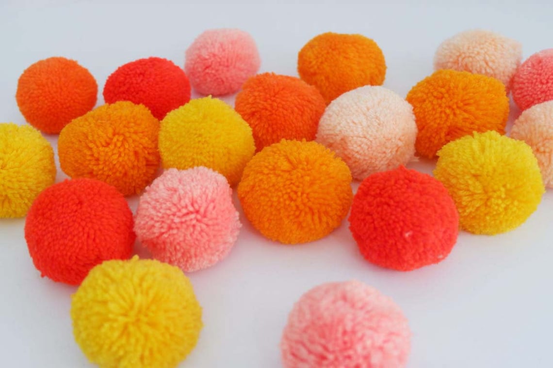 Orange Tone Color 10 Pieces Pom Poms Decoration Etsy