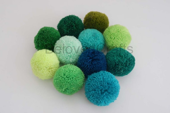 Handmade Decoration Green Tone Color 10 Pieces Pom Poms Etsy