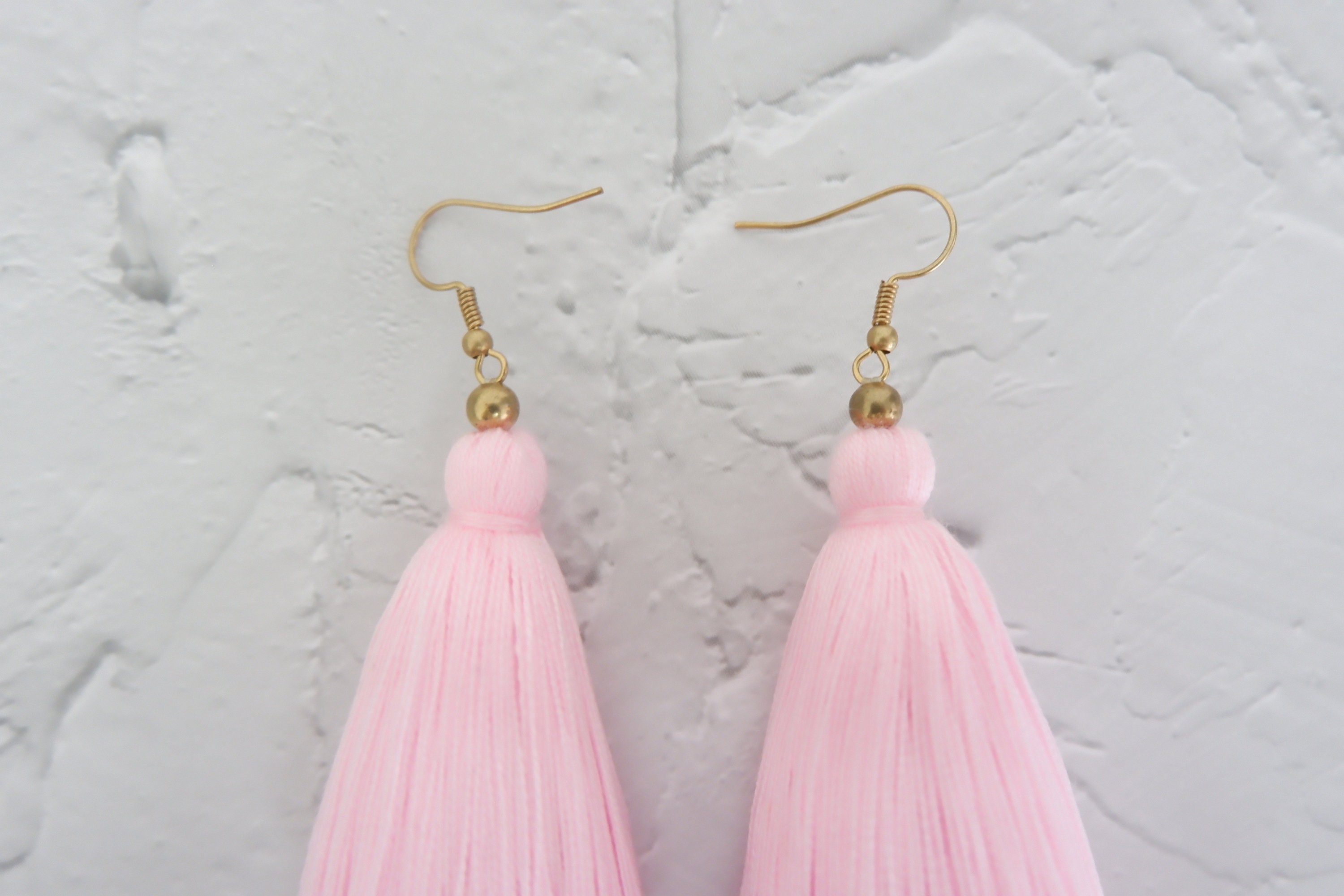 Three Layered Pink Tassel Earrings Tiered Stacked Tassel Etsy