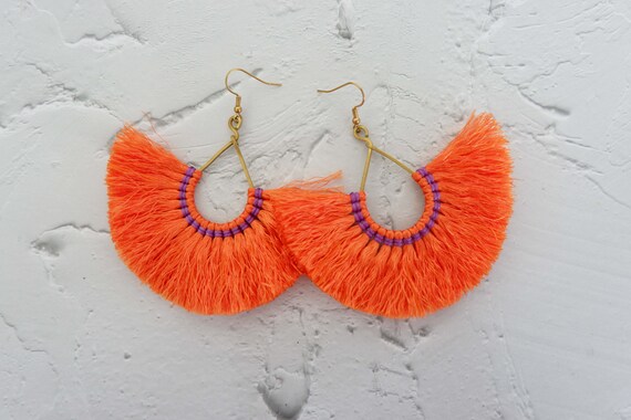 Orange fringe hotsell earrings