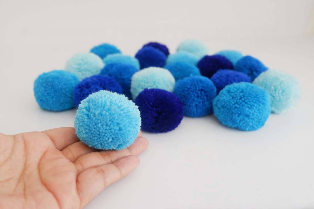 10 Pieces Pom Poms Blue Tone Color Handmade Decoration | Etsy