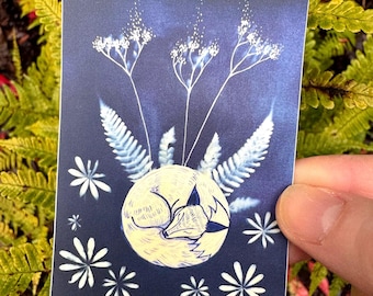 Fox Fern Vinyl Sticker: Watercolor Nature Decal