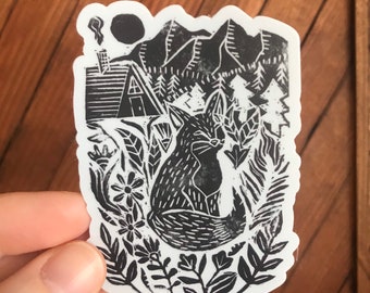 Fox Mountain Sticker~waterproof vinyl nature decal