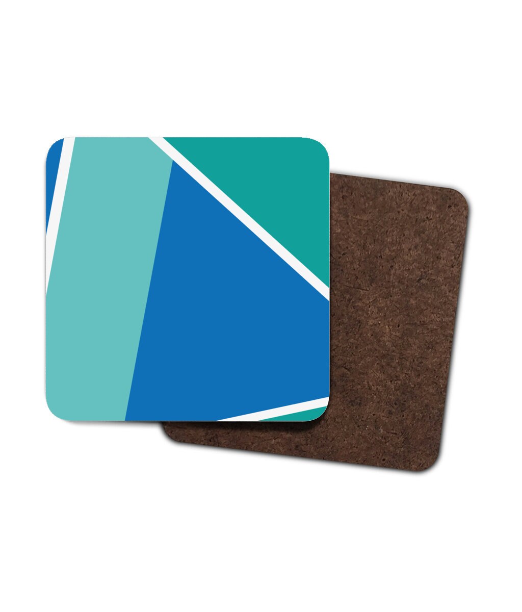 Blue green geometric coaster set 4 pack green blue coasters Etsy