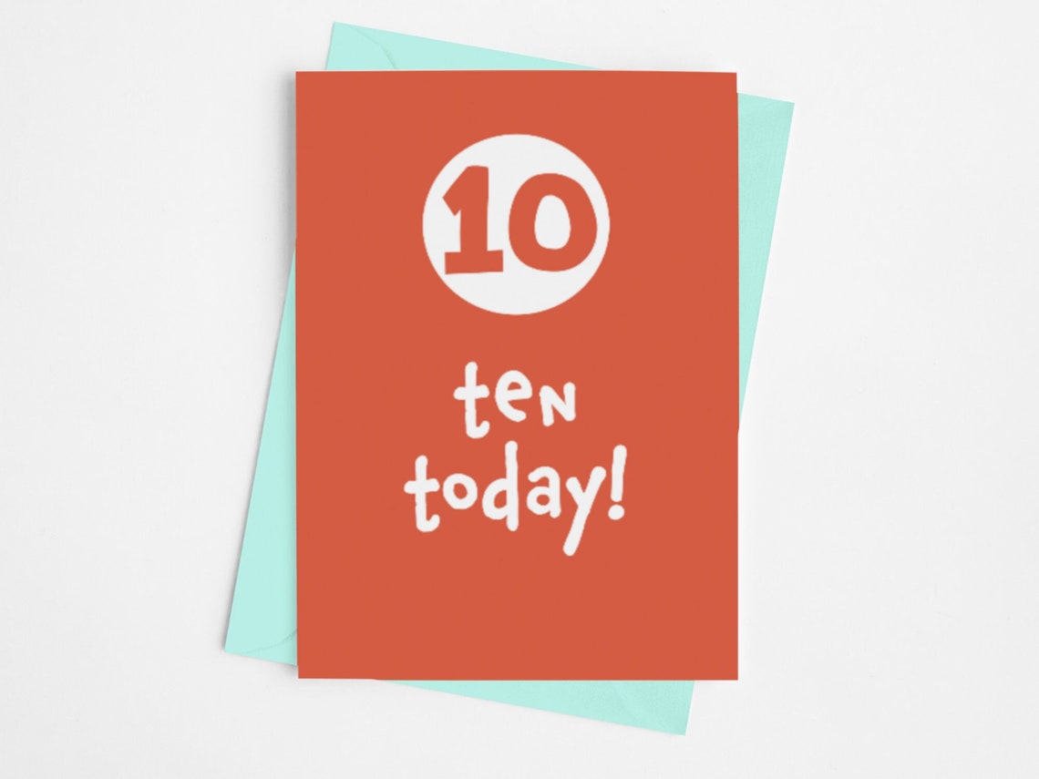 10th Birthday Card Printable Birthday Card Red Birthday - Etsy UK