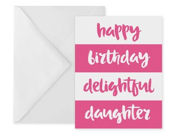 Daughter Birthday Card | Pink Birthday Card For Daughter | Daughter Birthday Wishes | Birthday Card Her | Birthday Girl Delightful Daughter