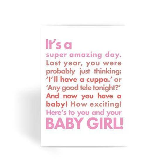 Printable New Baby Girl Card Congratulations Card Pink Etsy