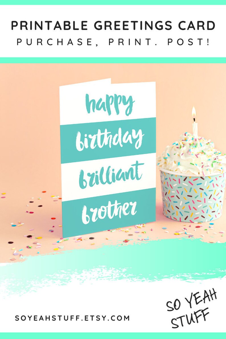 Brother Birthday Card Printable Birthday Card for Brother | Etsy