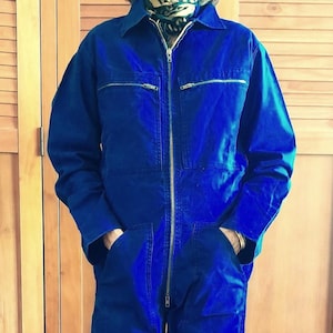 Vintage French Cotton Chore Overalls: Unisex Workwear, Small Size