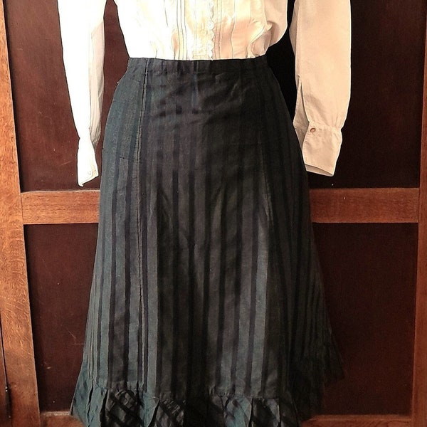 Antique FRENCH Black Moiré skirt jupon Romantic Victorian skirt, period costume, Steampunk, mannequin display, photo shoot