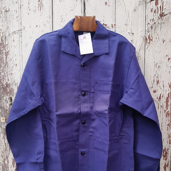 Vintage ADOLPHE LAFONT Chore jacket French Dark blue cotton workwear, Deadstock, never worn ! arty, casual, boho, - great unisex garment !