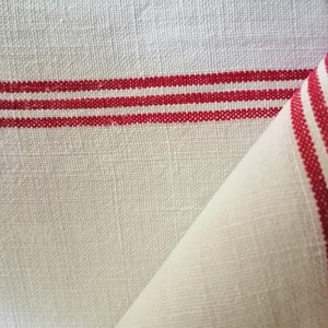 French vintage linen red-stripe LARGE teatowels, rustic French, cushion covers, table runner, price given for ONE