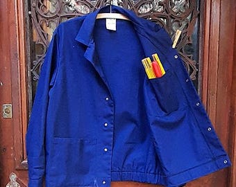 Vintage French Chore Jacket: Indigo Cotton Workwear, Size M
