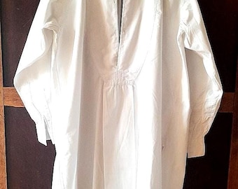 Antique French Edwardian Cotton Dress Shirt: Steampunk Cufflink Cuffs