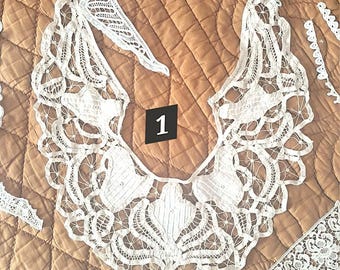 Antique French Crochet Lace Collar: Battenburg, Richelieu Embellishment