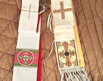 Antique French Priest Maniple: Religious Vestment with Golden Thread