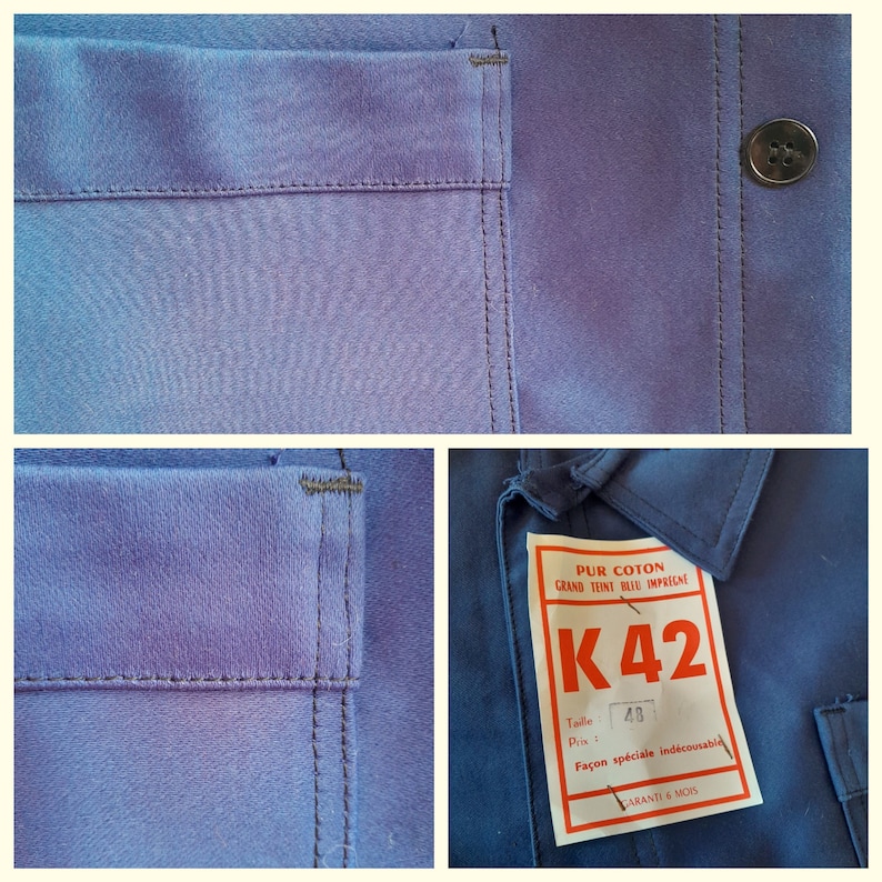 Veste de travail bleu foncé vintage en MOLESCINE, vêtements de travail 100 % coton, cadavres d'animaux, jamais porté, arty, décontracté, bohème, super vêtement unisexe image 7