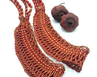 Antique French Curtain Tiebacks: Braided Passementerie, 19th Century Home Decor