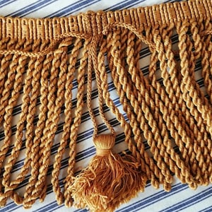 Antique FRENCH Trim Fringe Passementerie Silk Tassels 1900&#39;s golden yellow for upholstery, cushions, craft, lampshade PRICE / FOOT