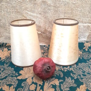 Antique French Boudoir Lamp Shades: Cream Retro Decor, Set of 2