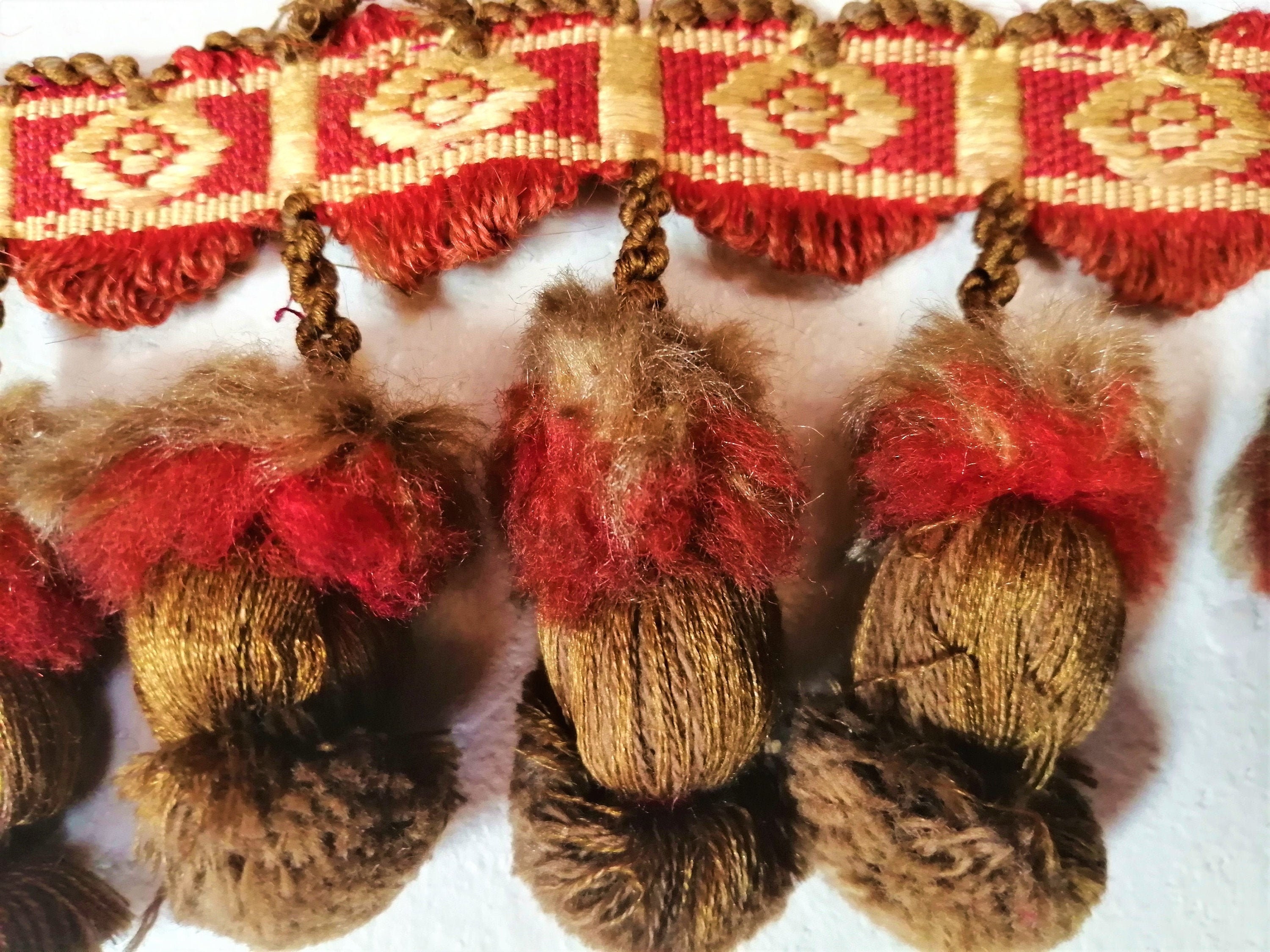 Dernière Pièce Garniture Antique Restante Français Passementerie Pompom Tassel Trim Galon Pour Ridea
